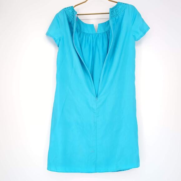 Lilly Pulitzer Blue Kathleen Silk Short Sleeved Lined Shift Mini Dress - Size S - Picture 4 of 11